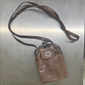 Sarah Pacini Vintage Brown Leather Messenger Bag